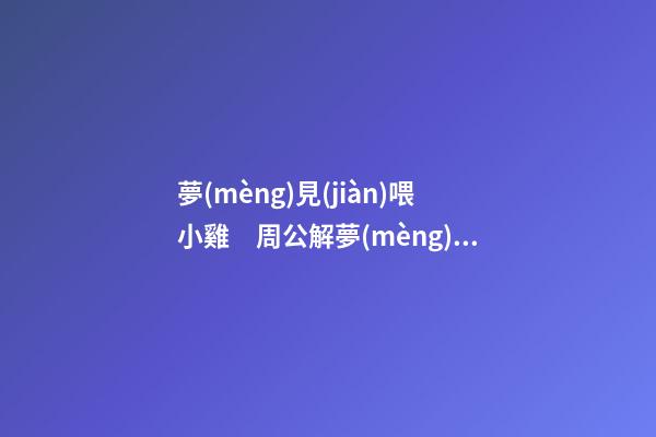 夢(mèng)見(jiàn)喂小雞　周公解夢(mèng)之夢(mèng)到喂小雞